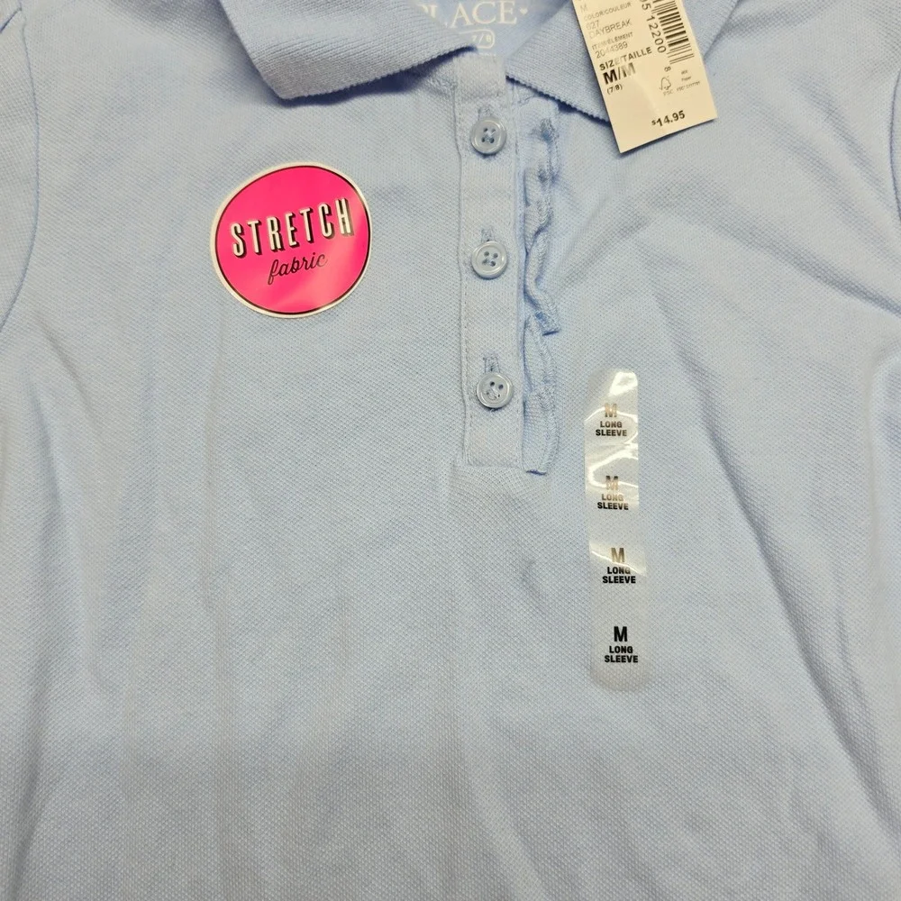 The Children's Place Girls School Uniform Set 3 Blue Polos & Khaki Skort Size 8